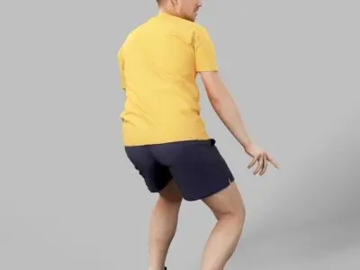 Casual Sport Man Mistery playing football anticipating Low-poly 3D model