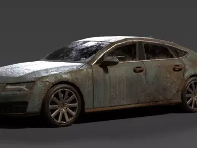 Old Rusty Car Low-poly 3D model