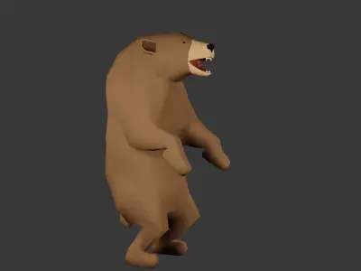 Low poly Grizzly Bear Rigged 3D model Low-poly 3D model