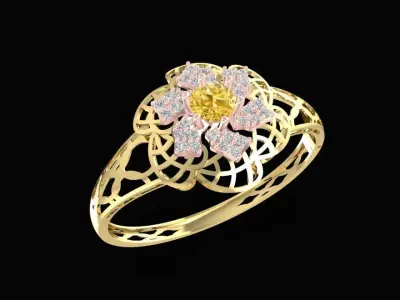 Elegant Filigree Floral Gemstone Ring for Women  1208 3D print model