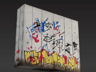 Urban Canvas  Graffiti Wall with Peeling Paint Low-poly 3D model