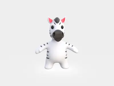 Little animal baby - Zebra cute - Animated  Low-poly 3D model
