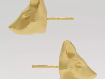 Fox Head Earrings - 3D print ready 3D print model  3D print model