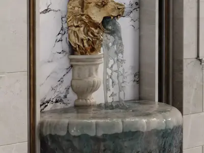 Classical Lion Head Wall Fountain Set 635 3D model