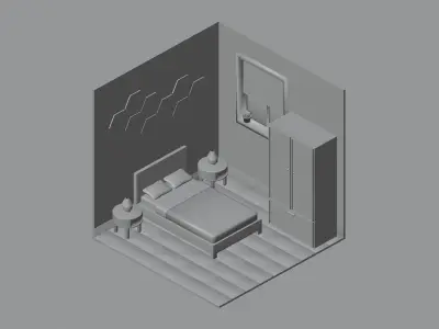 Simple Bedroom Diorama 3D model