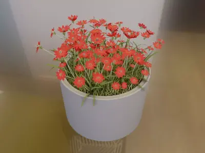Concrete 1000mm with Red Flowers Version 1 Low-poly 3D model