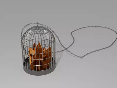 Crystal Cage neckless Low-poly 3D model