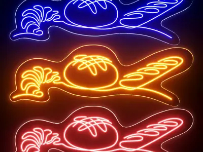 Bakery Neon Sign 3D model