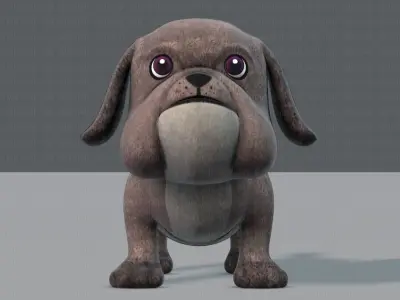 Dog base cartoonV06 Low-poly 3D model