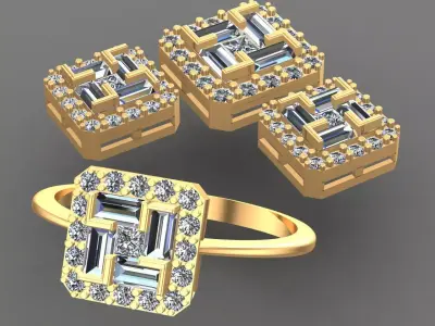 Diamond Solitaire Baguette Ring 3D print model get