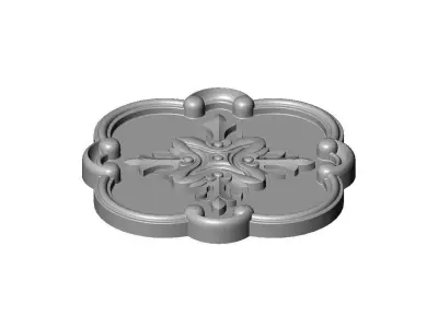 Rounded square floral carving detailed scrolls frame rosette 3D print model