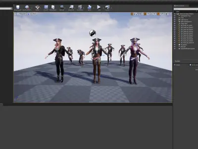 Pirate Girl UE4 Low-poly 3D model