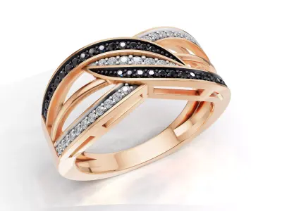 AV 725 Diamond Swirl Crossover Ring for Women 3D print model