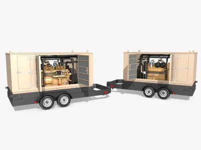 Yellow Generator on Wheels 3D model