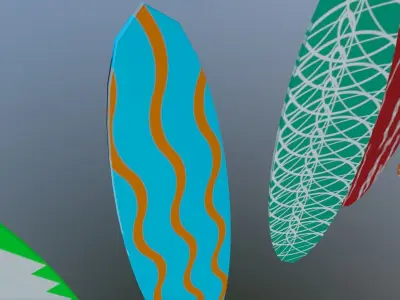 Low Poly Surfboards different colored Free low-poly 3D model