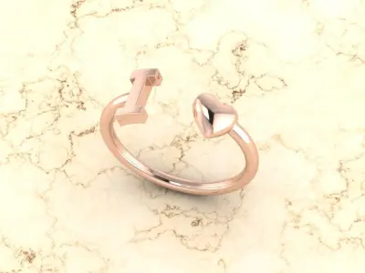 Alphabet Jewelry with Heart Ring  I 3D print model