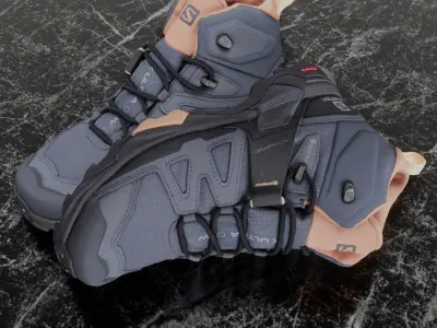 SALOMON X ULTRA 04W 3D BOOTS - LIGHT NAVY BLUE - LIGHT ORANGE Low-poly 3D model