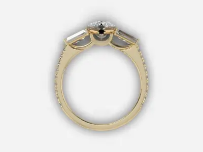 three stone diamond engagement ring  3D print model