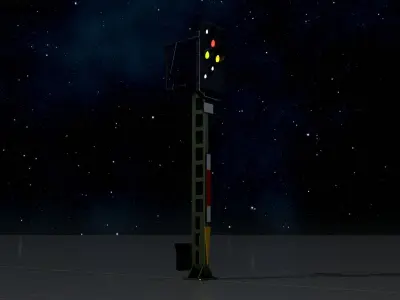 Railroad Signal KS with Post 4500mm Version-4 Low-poly 3D model