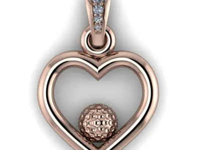 Golf Ball Heart Pendant 3D print model