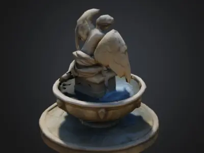 Angel Fountain Low Poly 3D model
