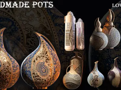 POTTERY COLLECTION handmade pots Low-poly 3D model
