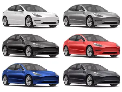 Tesla Model 3 All Colors  3D model