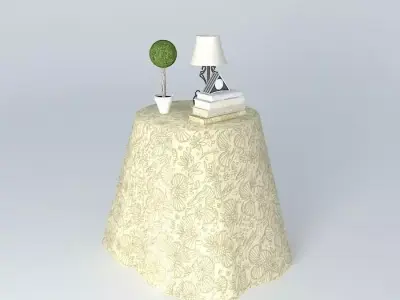 corner table with towel dressed side table Free 3D model