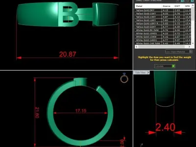 Alphabet Ring B 3D print model