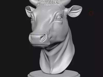 Cow head sculpture 3D print model