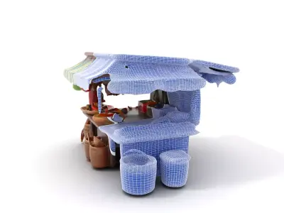 Colorful Market Stall model pack Low-poly 3D model