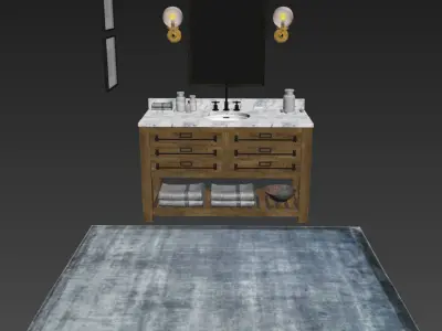 MERCANTILE EXTRA-WIDE SINGLE VANITY SINK 3D model