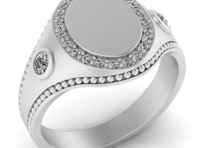 ring with gems 3D print model