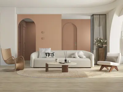 Mid Century interior scene 3D model 3D model