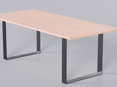 Black Iron Wood Table 3D Model True 4K PBR Renders FBX GLB   Low-poly 3D model