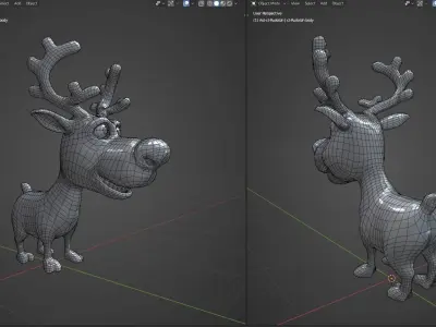 Rudolph -nosed reindeer Low-poly 3D model