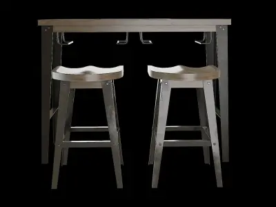 Dining Table Set-03 Low-poly 3D model