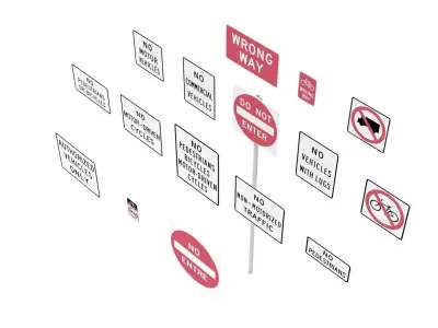 Road Sign US R5 Series Exclusionary 3D model