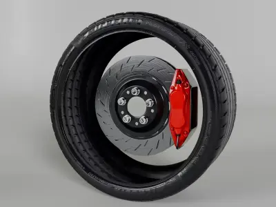 Car Tire and Brake High Poly 3D model