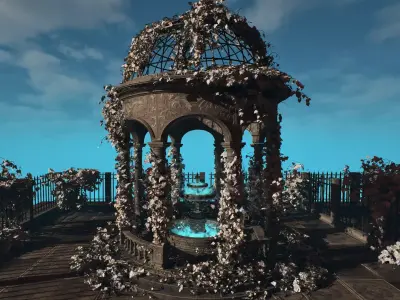 Fountain of Youth UE5 Gazebo and Fountain modular asset pack Low-poly 3D model
