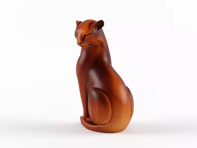 Elegant Wooden Cheetah Sculpture 3D model