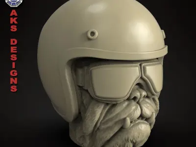 Bulldog biker version 2 flowerpot cum pencil box  3D print model