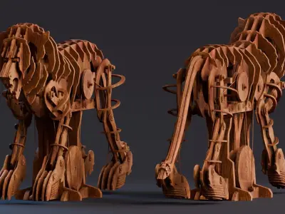 Da Vinci Inventions - Mechanical Lion Low-poly 3D model