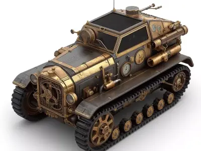 Steampunk Light Armored Reconnaissance Vehicle 3D Model Low-poly 3D model