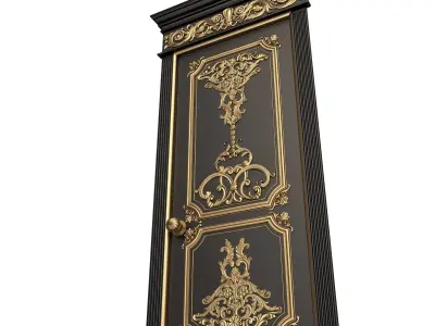 Carved Door Classic 0802 Black Low-poly 3D model