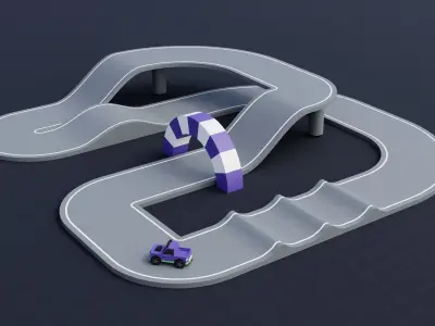 Ultimate Low-Poly Track Builder Pack Low-poly 3D model