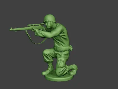 American soldier ww2 Shoot Crouch4 A12 3D print model