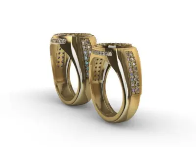 Conjunto de anillos para hombre y mujer -v- 3D print model