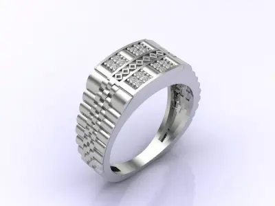 Print Ready STL 3DM  Gents Rings Diamond Men Ring  3D print model 98