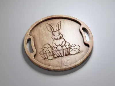 Easter Bunny Tray 4 - Digital Files for CNC Router 3D model